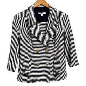 CAbi Life Jacket Blazer Nautical Navy & White Stripe Sz S Style 823 #143V